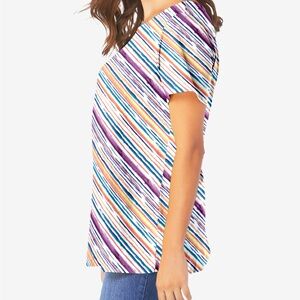 Roamans 14/16 Tee short sleeves stripes Easter spring shirt bright colors
